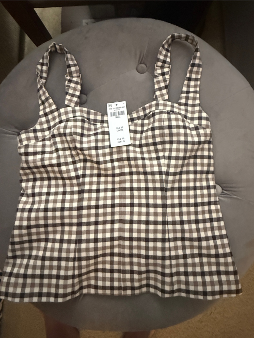 Abercrombie & Fitch Brown and Cream Gingham Tank